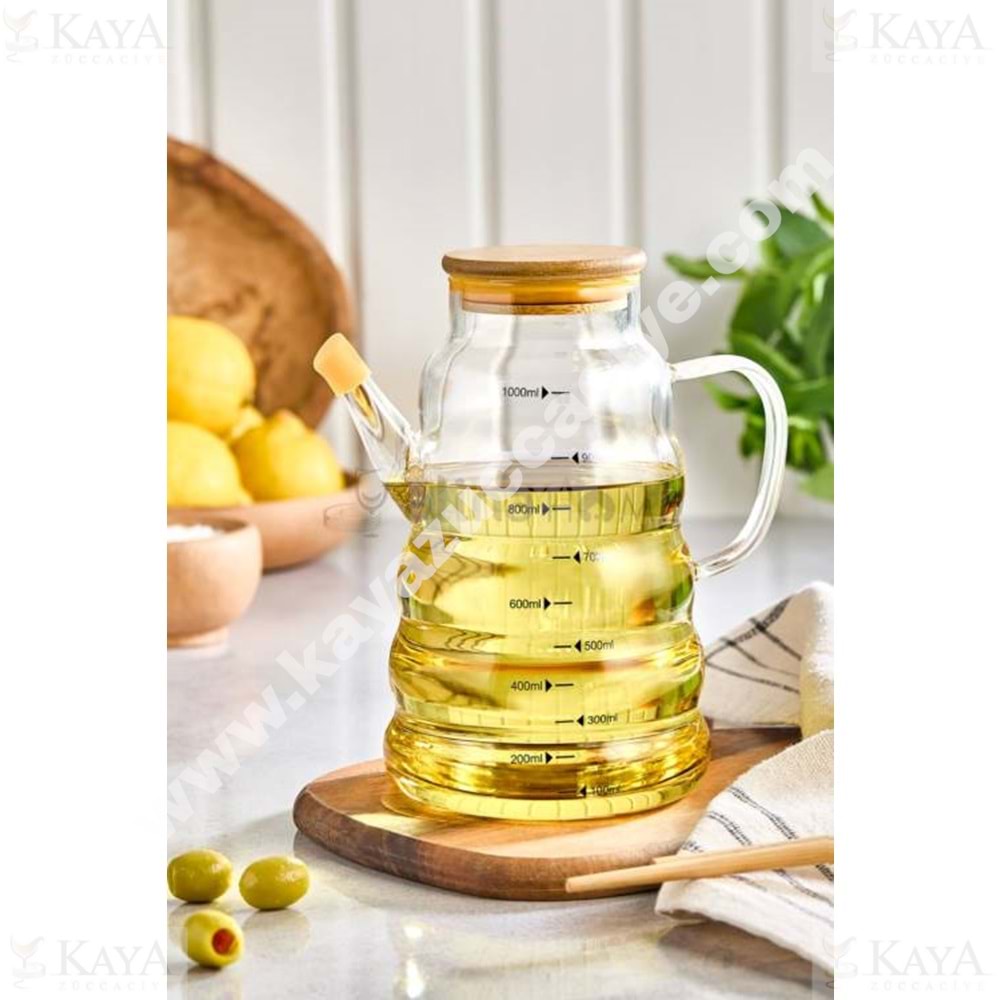 ALİNA CAM BOROSİLİKAT YAĞLIK BAMBU KPK 1 LT CEMRE 1*24