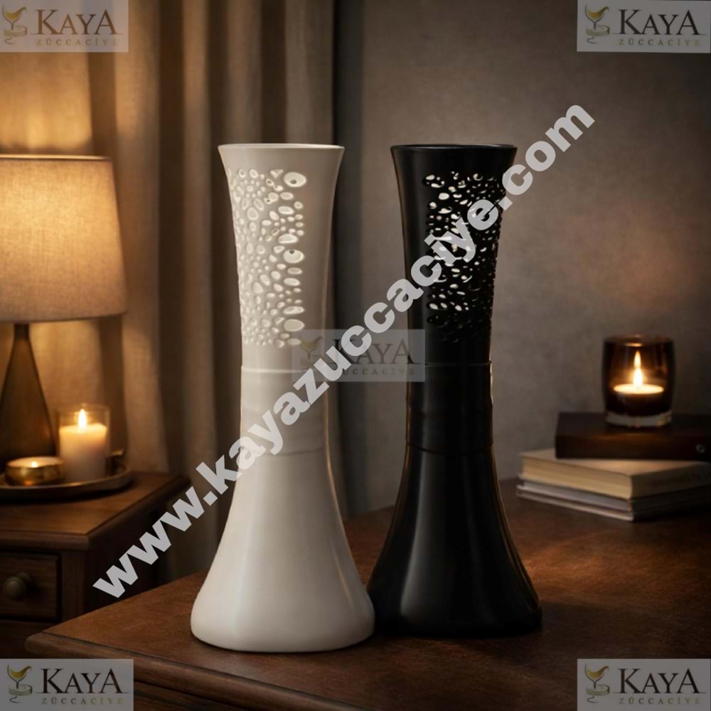 KRD VAZO DANTELLİ PLASTİK FİL AYAĞI G-703V 40 CM VAZO 1*30