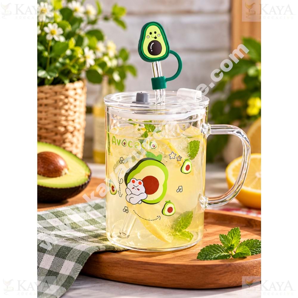 BY COMO KUPA CAM PİPETLİ AVOKADO FİGÜRLÜ 450 ML 1*48