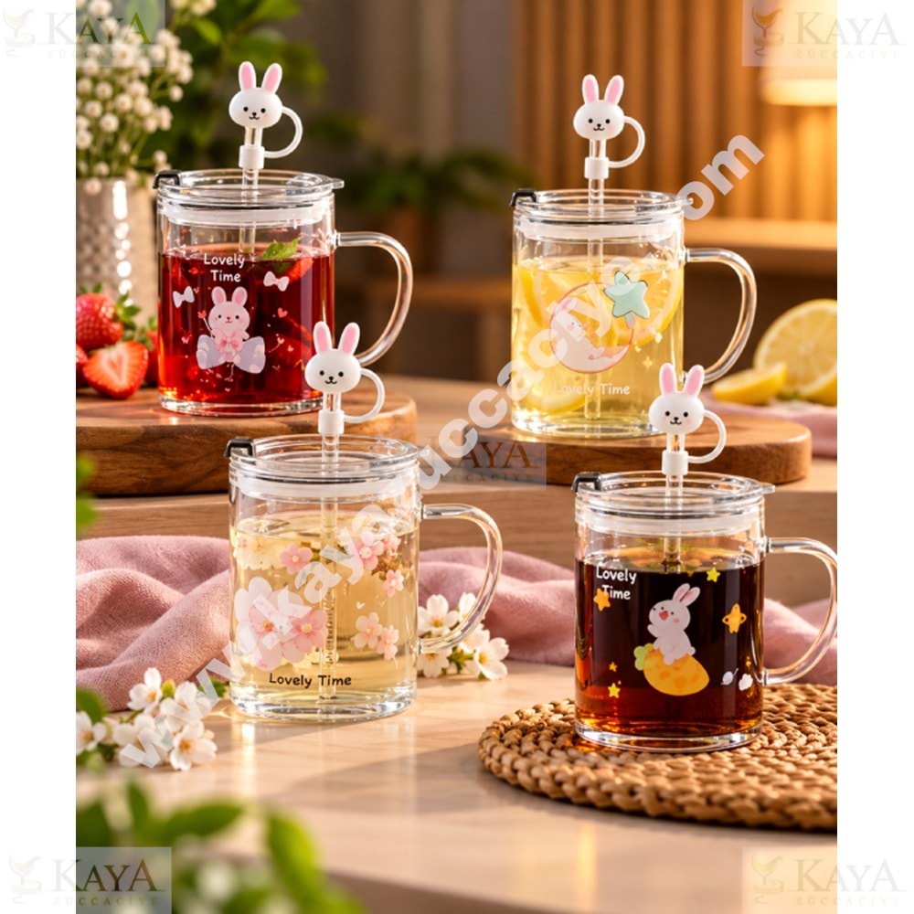 BY COMO KUPA CAM PİPETLİ TAVŞAN FİGÜRLÜ 450 ML 1*48