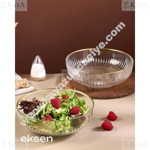 ALN EKS CAM ALTIN RİMLİ 21 CM SALATA KASESİ 2 Lİ EKS-1024 1*12