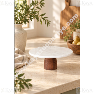 ADEN MERMER SUNUMLUK YUVARLAK AHŞAP AYAKLI 20 CM 1*8