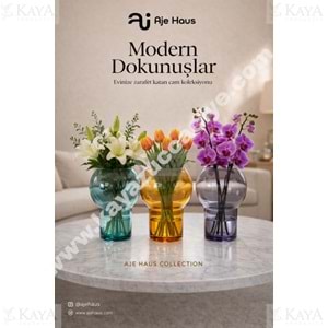 AJE CAM VAZO RENKLİ BOĞUMLU DEKORATİF VAZO 17 CM 1*48