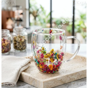 BY COMO CİDARLI ÇİÇEKLİ CAM BARDAK 250 ML 1*60