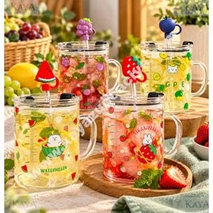 BY COMO KUPA CAM PİPETLİ MEYVE FİGÜRLÜ 450 ML 1*48