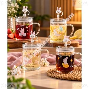 BY COMO KUPA CAM PİPETLİ TAVŞAN FİGÜRLÜ 450 ML 1*48