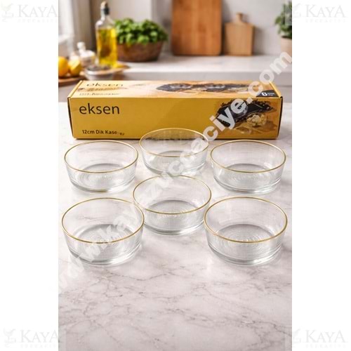 ALN EKS CAM RİMLİ 12 CM DİK 6 LI KASE EKS-1025 1*12