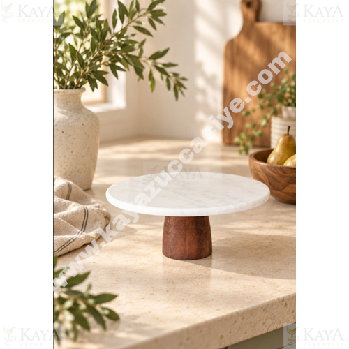 ADEN MERMER SUNUMLUK YUVARLAK AHŞAP AYAKLI 20 CM 1*8