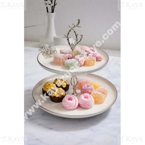 DRT KATLI KURABİYELİK SEMAZEN GÜMÜŞ BROŞLU 27x27 CM 1*12