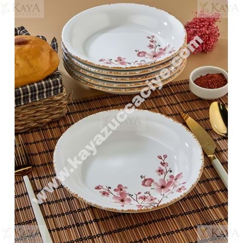 ALİNA HOME PEMBE SAKURA YUVARLAK YEMEK TABAĞI 20 CM 1*12